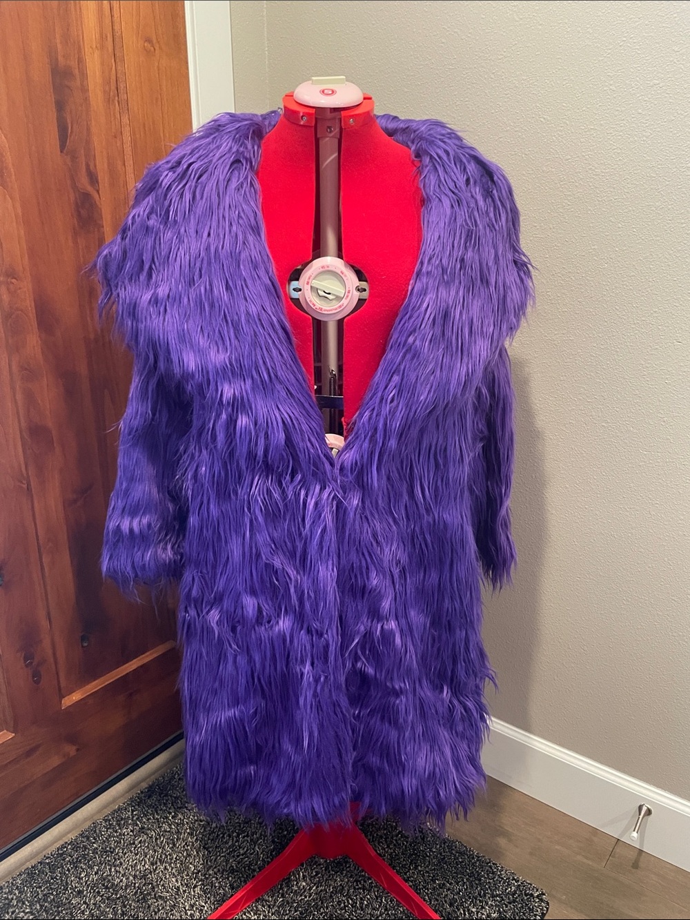 Purple Faux Fur Coat - Women's Long Plush Jacket